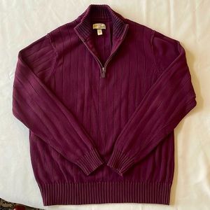 Men’s Marroon, Heritage Collection by GH Bass Quarter-Zip Pullover, Size Medium